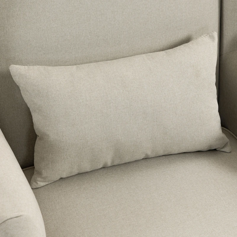 HOMCOM Sillón de Acento Sillón con Aspecto de Lino Respaldo Alto Asiento Ancho Cojín Lumbar Beige
