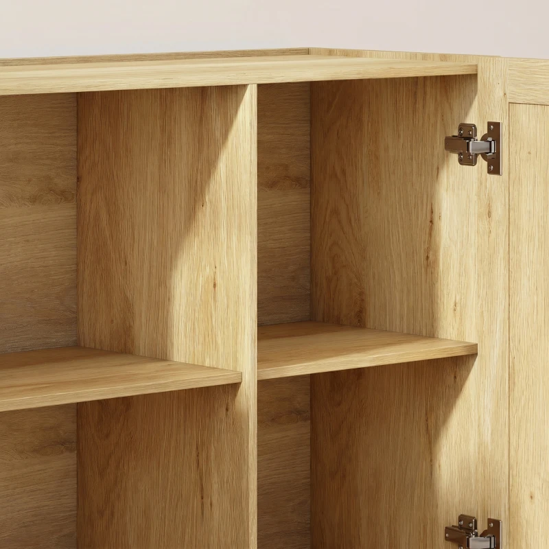 HOMCOM Sideboard Buffet Cabinet, 133 cm Storage Cabinet with 2 Open Shelves, 2 Cupboards and Soft Close Doors, Natural