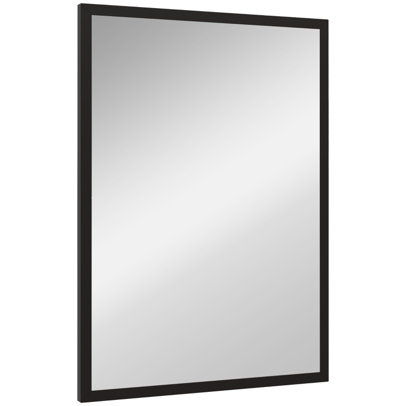 HOMCOM Miroir mural rectangulaire 50 x 70 cm, cadre en bois noir, idéal pour la salle de bain, salon ou chambre