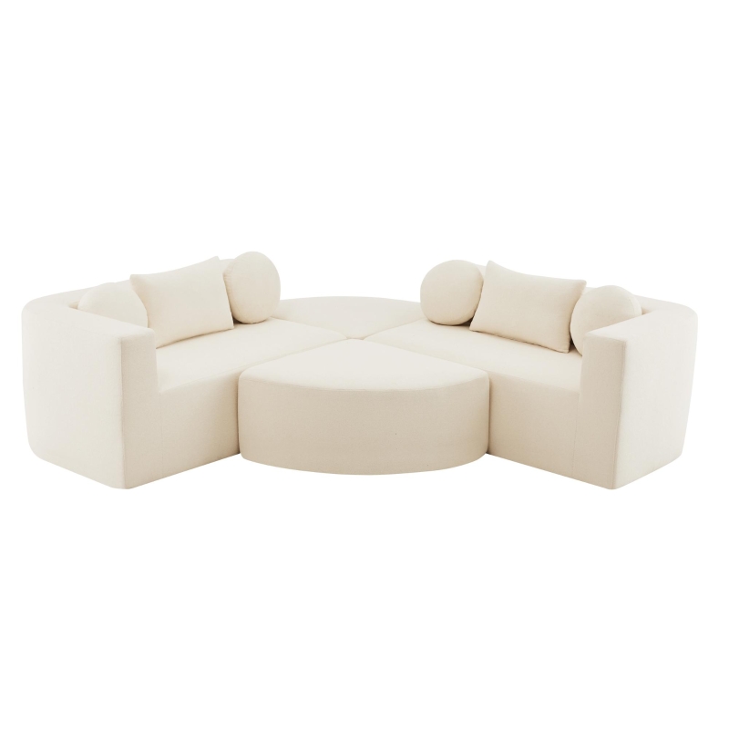 Modulare Schlafcouch mit Schlaffunktion, hochelastischer Schwamm und Taschenfederkern, 292x165x68 cm, Beige