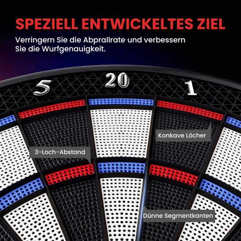 SPORTNOW Elektronisch Dartbord voor 1-8 Spelers, LCD-Display, 6 Dartsets, Kleurrijk