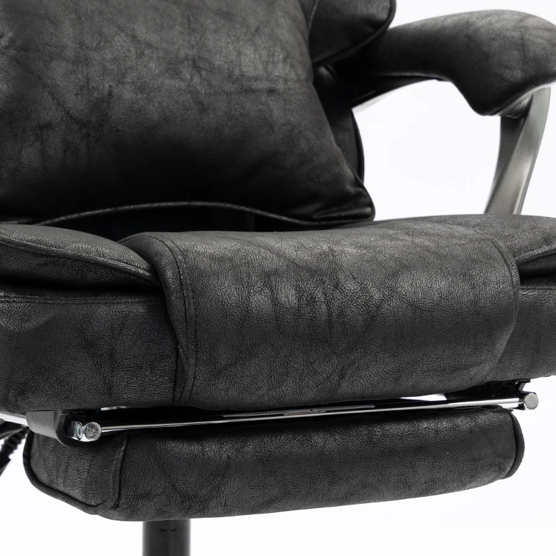 HOMCOM Executive Office Chair, Leathaire Big and Tall Office Chair 180 kg with Wide Seat, Reclining, Lumbar Support, Black
