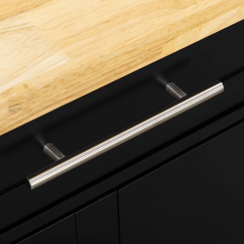 HOMCOM Keukentrolley Serveerwagen Keukenblok, 1 Kruidenrek, 1 Handdoekhouder, 109 cm x 40 cm x 89 cm, Zwart(m-9)