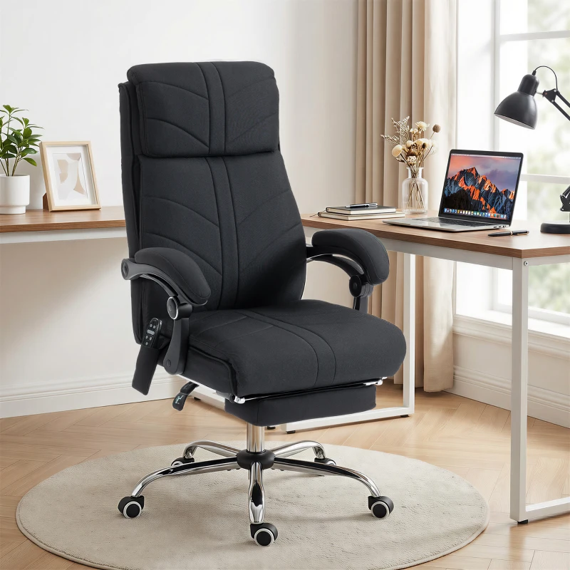 Vinsetto High Back Vibration Massage Office Chair with Footrest, Heated, Black
