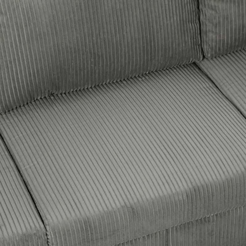 HOMCOM 3 Seater Sofa with Wide Seat, Corduroy Fabric Couch with Deep Seat, Spring Cushion, Light Grey