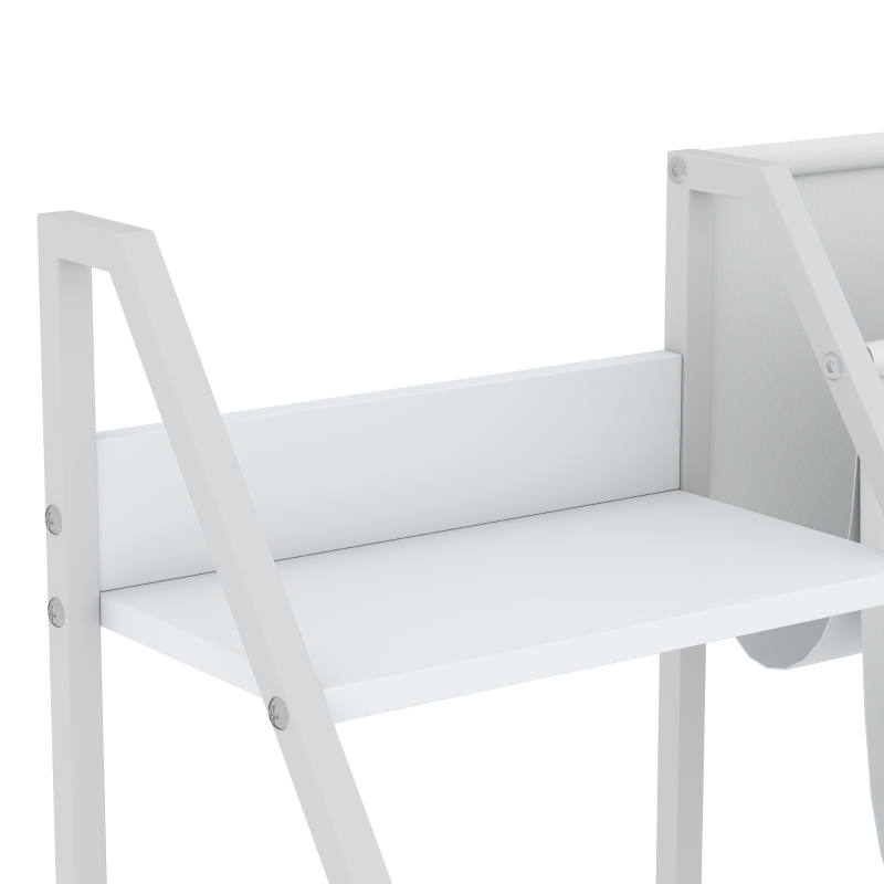 AIYAPLAY Kids Bookshelf and Toy Storage with 3-Tier Sling Book Rack and Fabric Drawer for Nursery, Bedroom, Playroom, White