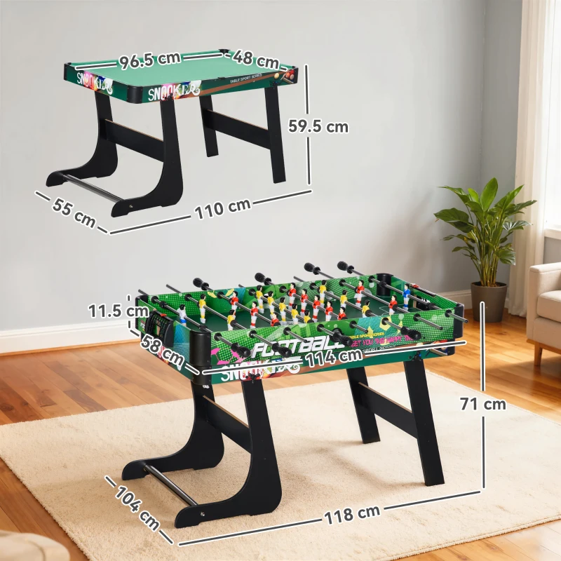 HOMCOM Masă de Joc 6 în 1 cu Fotbal de Masă, Biliard, Air Hockey, Ping Pong, Inele și Hochei pe Iarbă, 118x104x71 cm