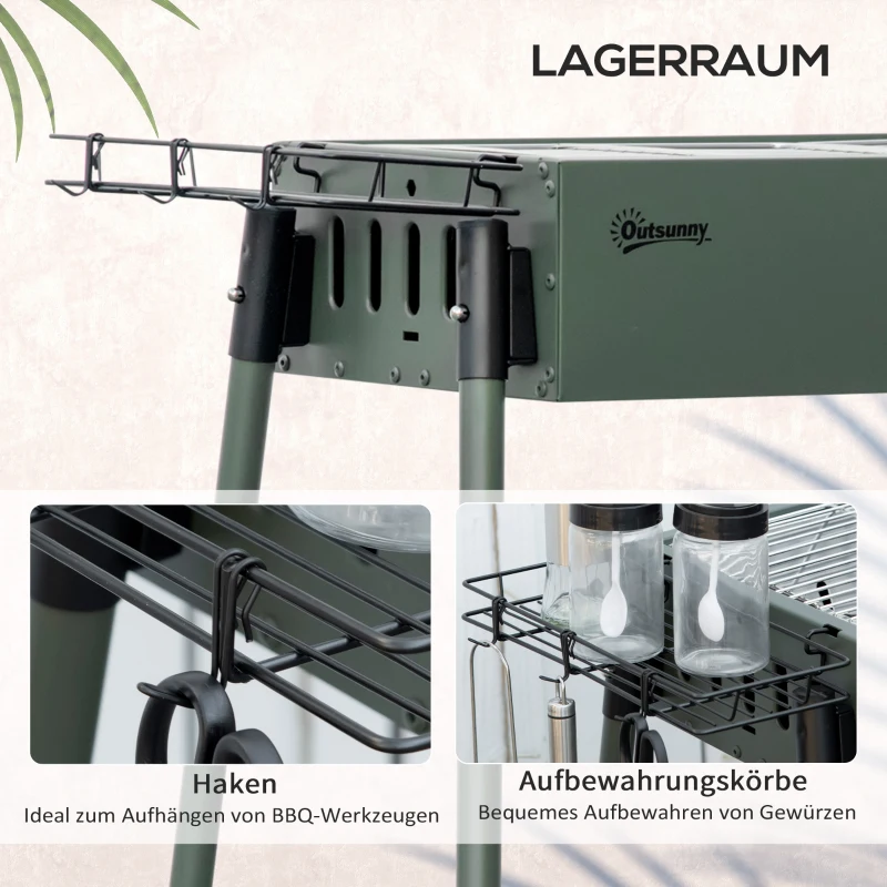 Outsunny houtskoolgrill antislip campinggrill met grillrooster clip grillrooster