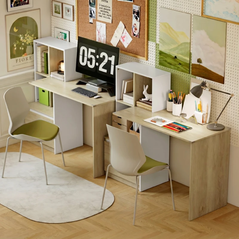 HOMCOM Scrivania con Libreria, Cassetto A4, Lettera, Legale Serratura e 2 Chiavi, Scrivania Salvaspazio, 126x50x109 cm, Bianco