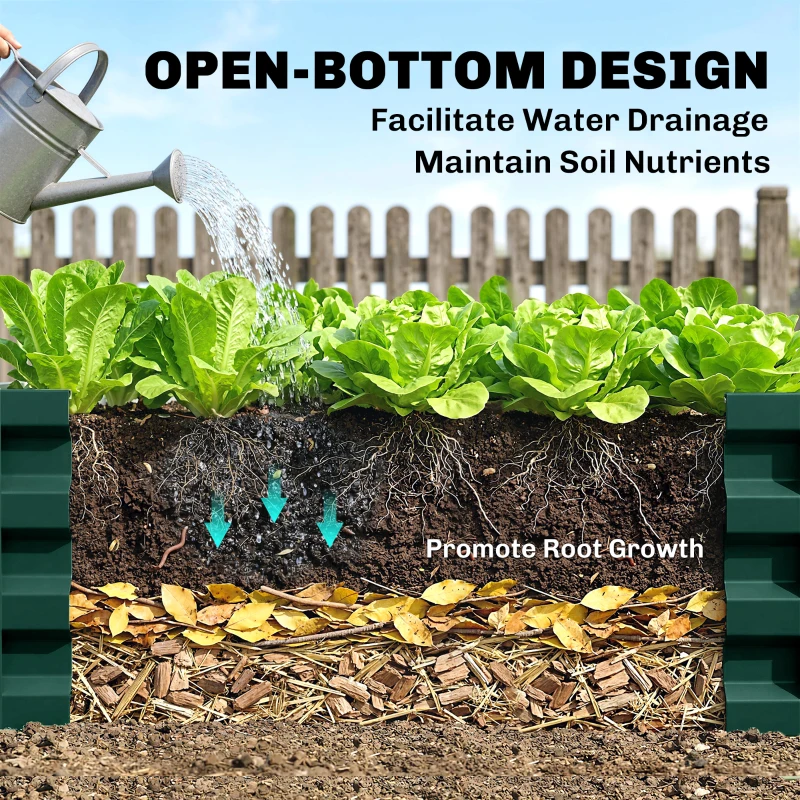Outsunny Raised Beds for Garden, Galvanized Outdoor Planters, for Herbs and Vegetables, Use for Patio, Backyard, Balcony, Green