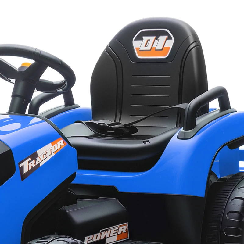 AIYAPLAY Tracteur électrique enfants avec remorque amovible, voiture électrique enfants, télécommande 2,4G, 139x58x55cm, bleu