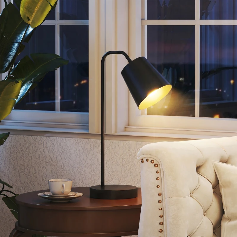 HOMCOM Set de Lámparas de Mesa 2 Unidades Lámparas Modernas con Puerto USB-A y USB-C para Dormitorio Salón y Oficina Negro