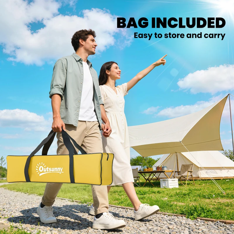 Outsunny 2 Person Camping Tent, Dome Tent with Zipped Doors, Storage Pocket, Portable Handy Bag, Yellow