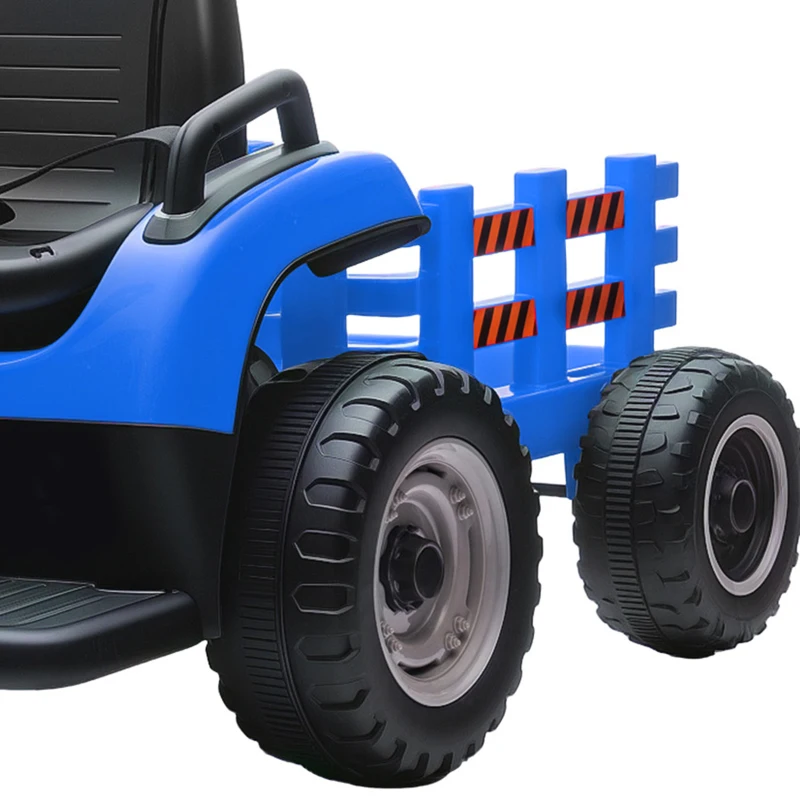 AIYAPLAY Tracteur électrique enfants avec remorque amovible, voiture électrique enfants, télécommande 2,4G, 139x58x55cm, bleu