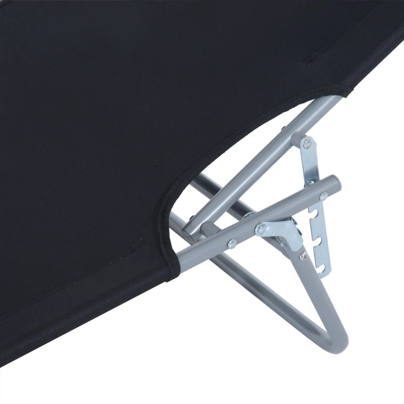 Outsunny Klapbare ligstoel met zonnescherm, verstelbare rugleuning, metalen frame, 187 x 58 x 36 cm, zwart