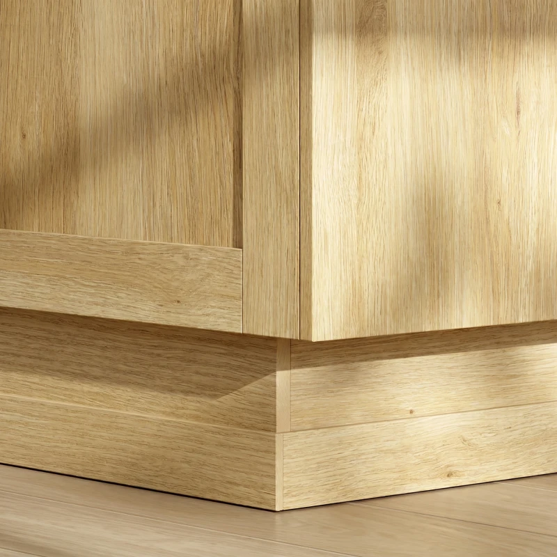 HOMCOM Sideboard Buffet Cabinet, 133 cm Storage Cabinet with 2 Open Shelves, 2 Cupboards and Soft Close Doors, Natural