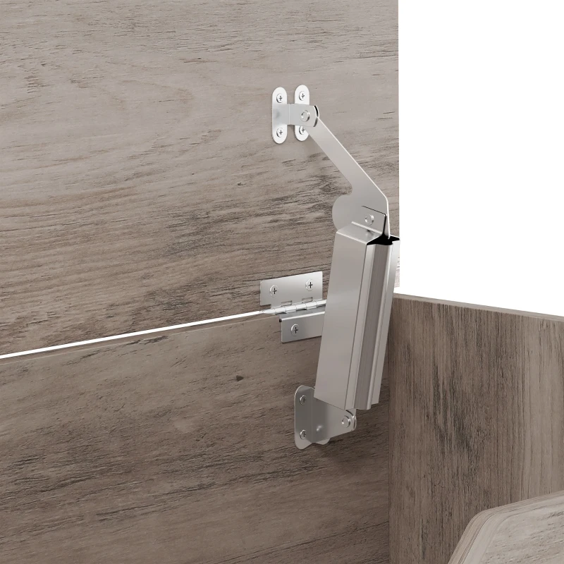 HOMCOM 127L Home Storage Box, with Safety Hinges - Grey Wood-Effect