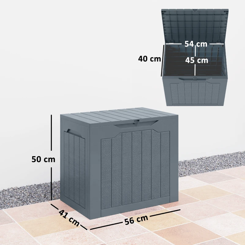 Outsunny Coffre de Rangement Extérieur 97L avec Poignées Encastrées, Malle de Rangement Extérieur Étanche, 56x41x50cm, Gris Clair