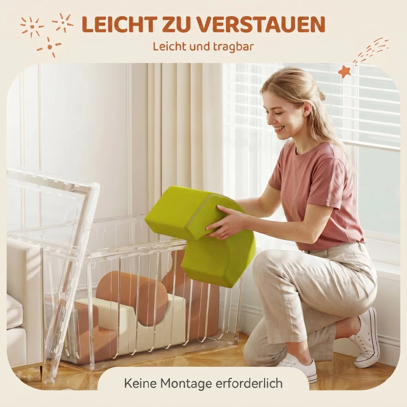 AIYAPLAY Schuimblokken 5-delig Softblokken kinderset met cord-look antislip bodem Gekleurd