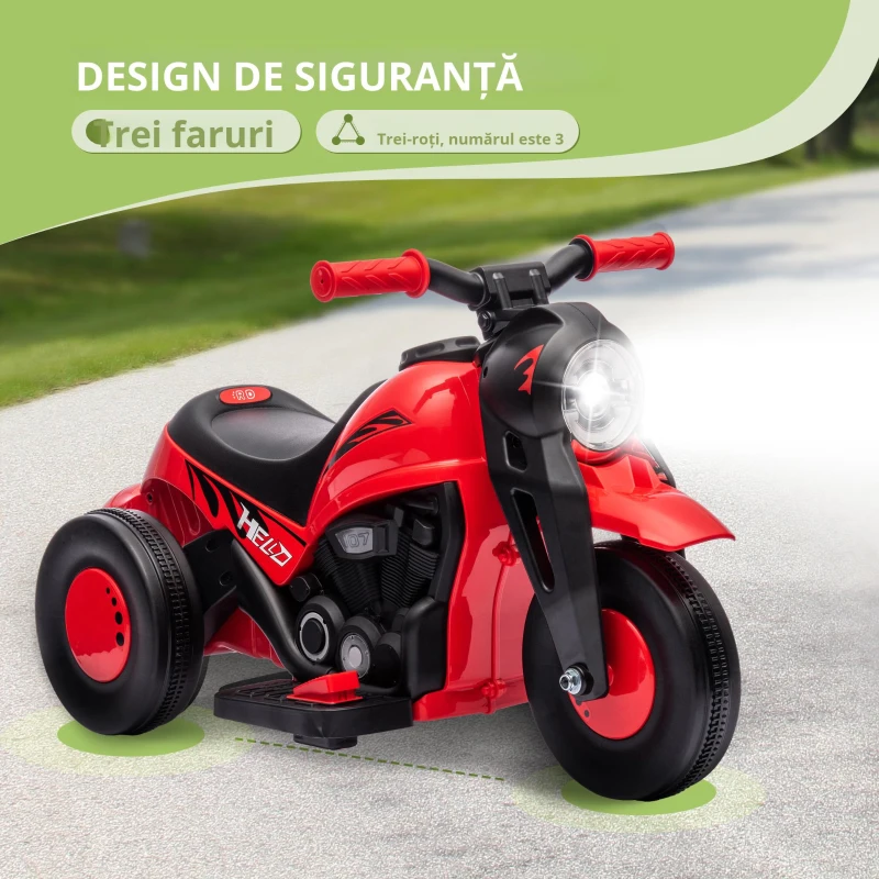 AIYAPLAY Motocicletă electrică pentru copii, 6V cu muzică și bule, 2,5-3 km/h, pentru copii 2-5 ani