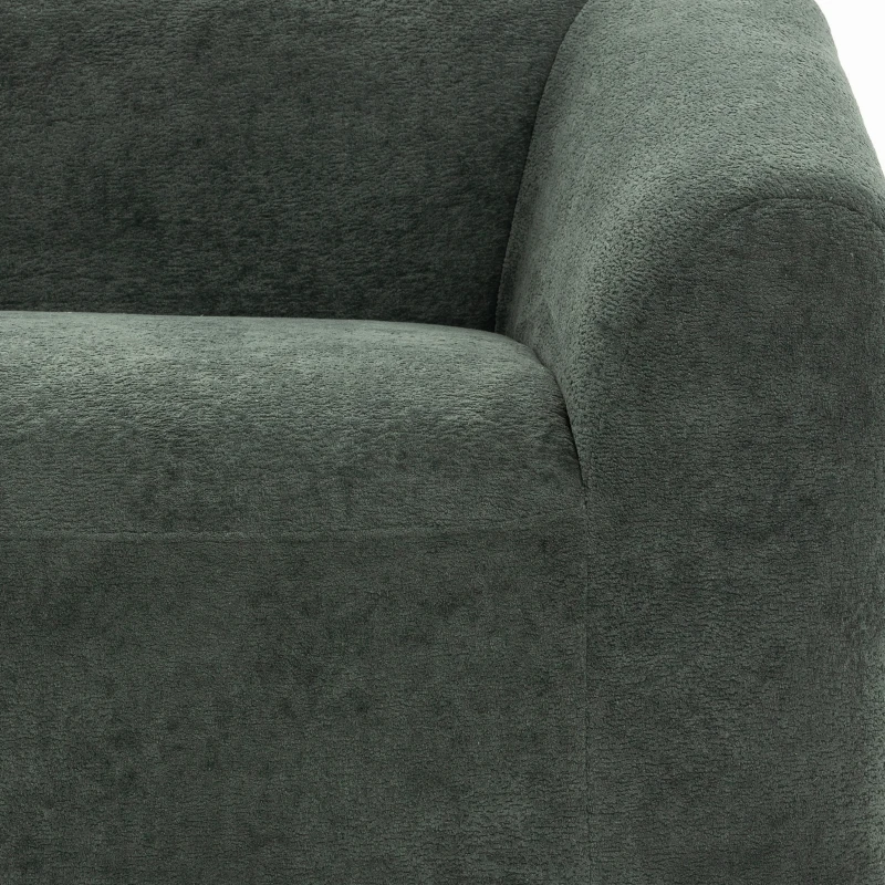 HOMCOM Canapé 3 places en chenille 225 cm, canapé salon rembourré moderne avec assise large, coussin à ressorts, vert foncé