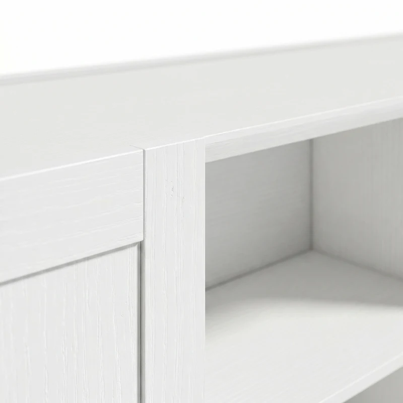 HOMCOM Sideboard Buffet Cabinet, 133 cm Storage Cabinet with 2 Open Shelves, 2 Cupboards and Soft Close Doors, White
