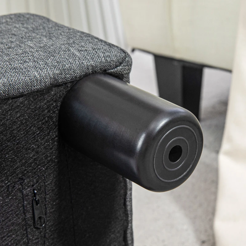 HOMCOM Voetenbank, Gestoffeerde Kruk met Linnen-Look Stofbekleding, Schuimvulling, Kunststof Poten, voor Diverse Kamers, Grijs(m-9)