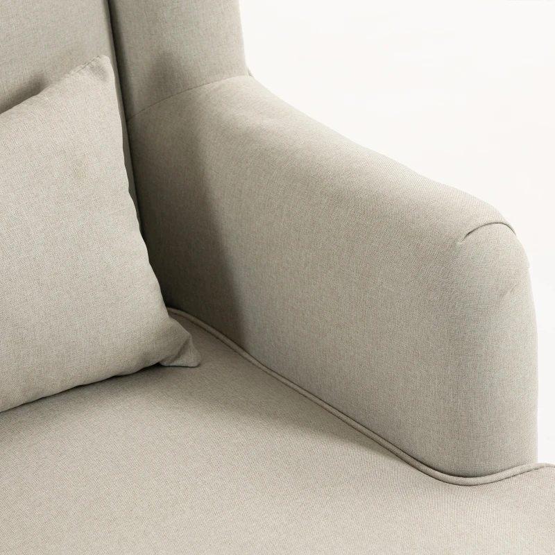 HOMCOM Sillón de Acento Sillón con Aspecto de Lino Respaldo Alto Asiento Ancho Cojín Lumbar Beige