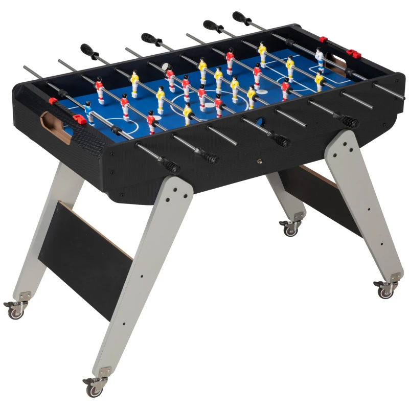 HOMCOM Mesa Multijuegos 6en1 para Niños de +7 Años con Ruedas Billar Futbolín Ping-Pong Anillas Hockey 120x88x79cm Negro