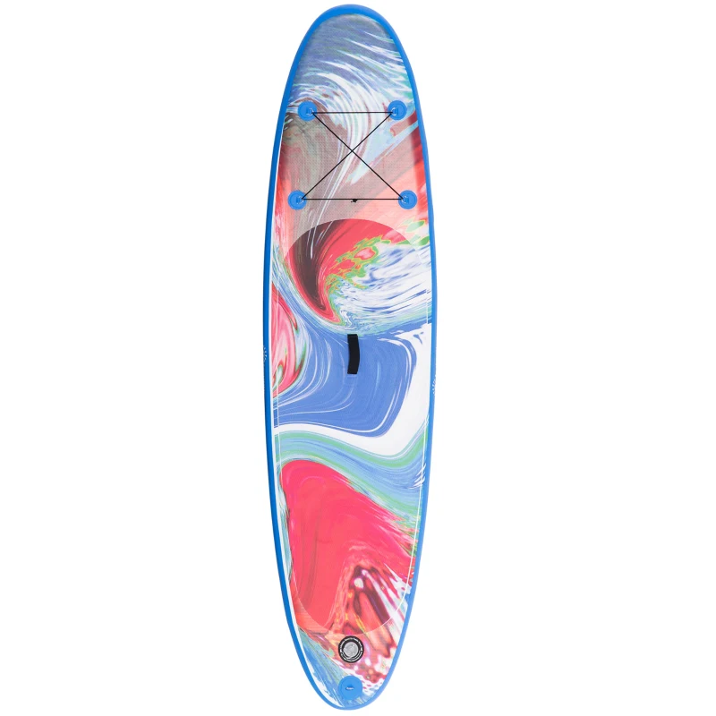 Outsunny Planche de stand up paddle gonflable, pagaie en aluminium réglable, planche antidérapante avec accessoires et sac de transport, dim. 320L x 76l x 15H cm, bleu et blanc
