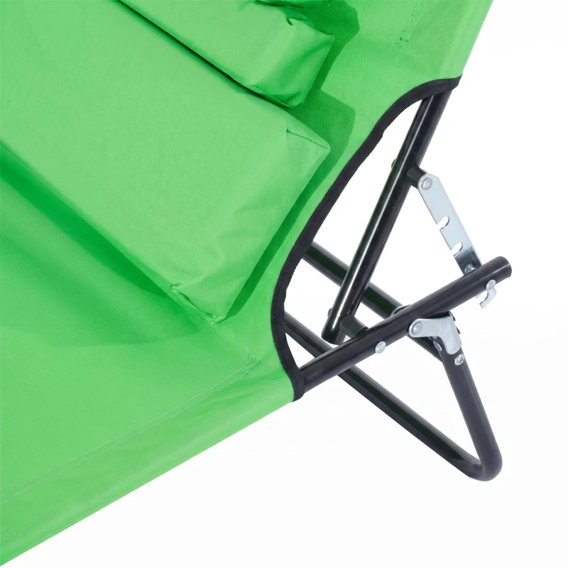 Outsunny Zonneligstoel met Leesvenster & Kussens, Inklapbaar, Waterafstotende Hoes, Metalen Frame, 187 x 58 x 36 cm, Groen