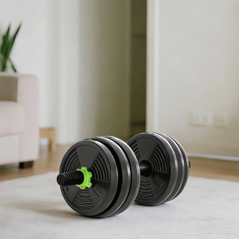 SPORTNOW Kit haltères musculation haltères réglables 20 kg 3 en 1, ensemble de poids réglable avec barre d'extension noir