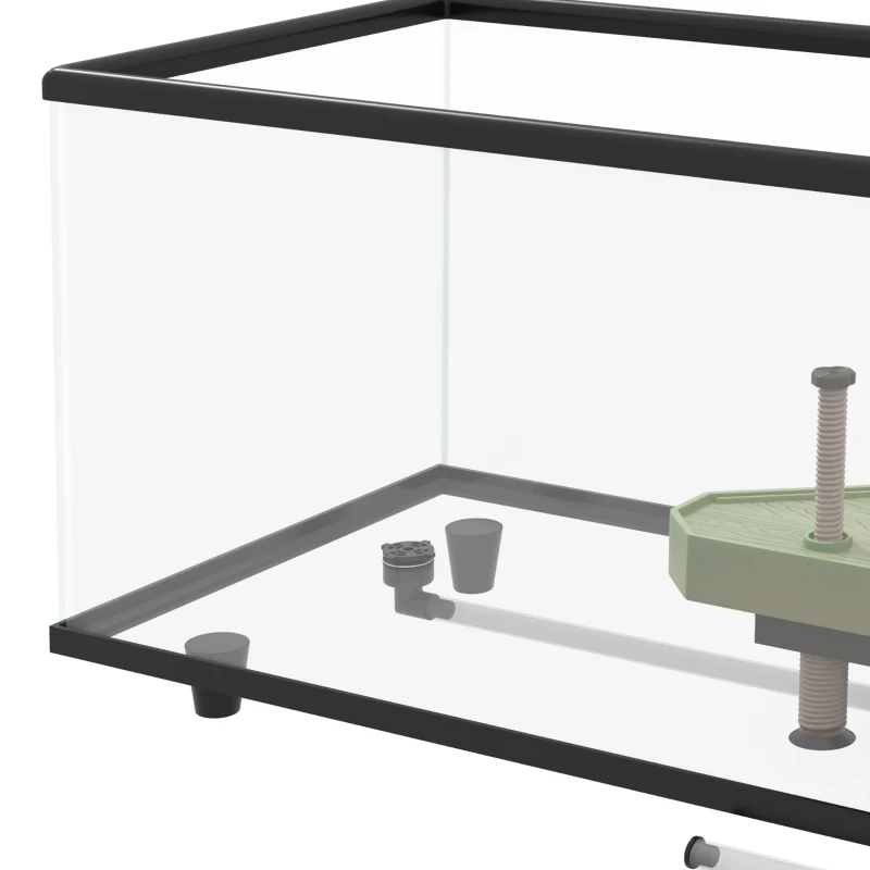 PawHut Acvariu pentru Țestoase 50L Terariu pentru Țestoase Mici cu Platformă Rampă și Termometru 60x30x32 cm Transparent