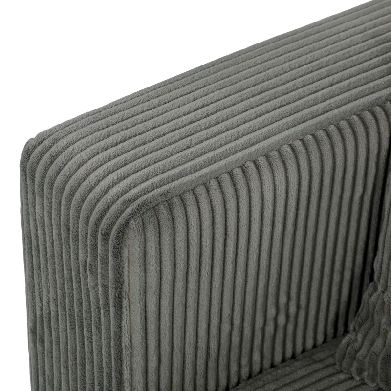 HOMCOM 3 Seater Sofa with Wide Seat, Corduroy Fabric Couch with Deep Seat, Spring Cushion, Light Grey