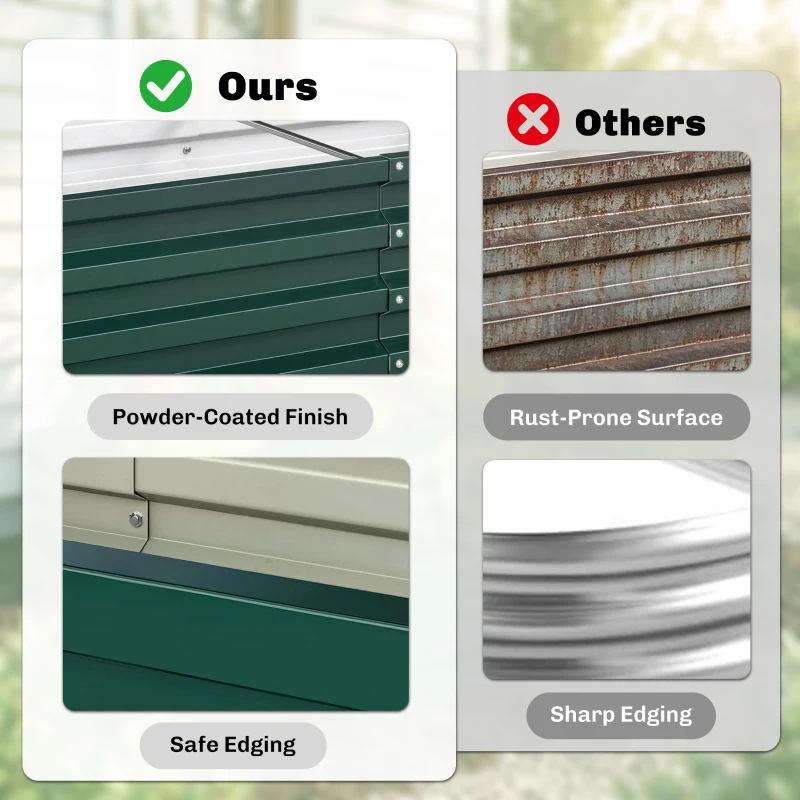 Outsunny Raised Beds for Garden, Galvanized Outdoor Planters, for Herbs and Vegetables, Use for Patio, Backyard, Balcony, Green