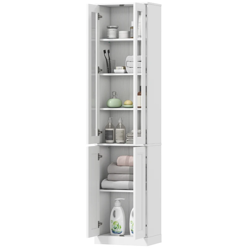 HOMCOM Mobile da bagno a 6 livelli con 4 ante soft-close e ripiani regolabili, bianco