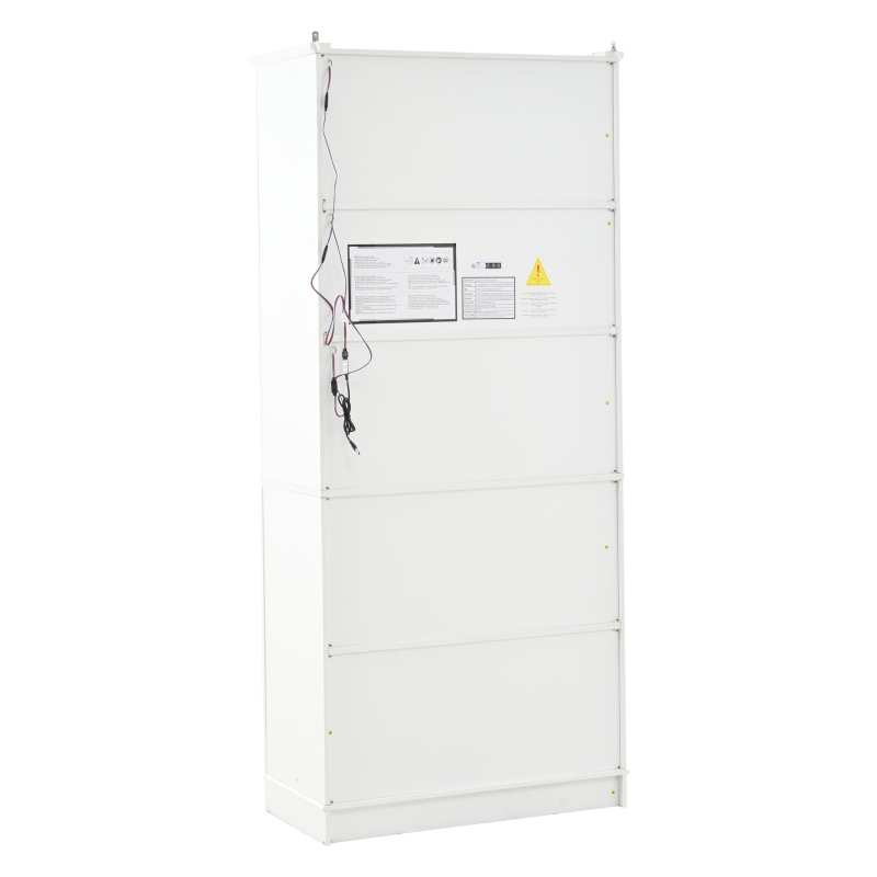 Vitrinenschrank, 4-türig, viel Stauraum mit 5 Einlegeböden, Landhaus-Stil, 80x38x180 cm, Weiß