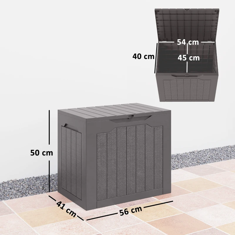 Outsunny Coffre de rangement extérieur 97L avec poignées encastrées, malle de rangement extérieur étanche 56 x 41 x 50 cm, marron