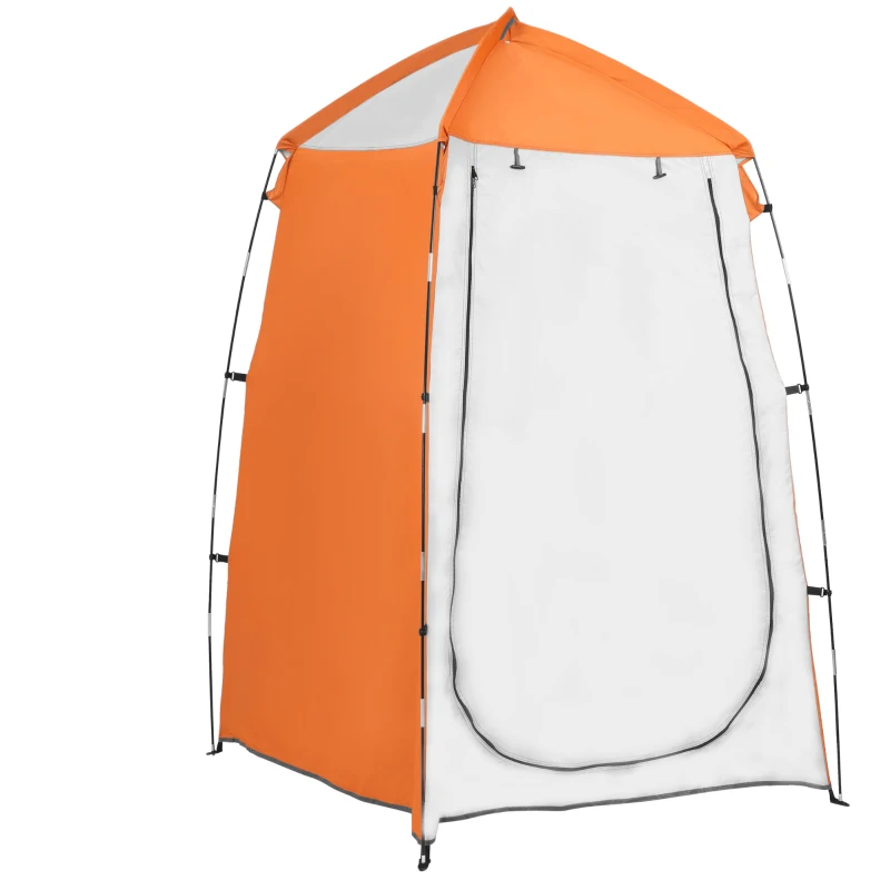 Outsunny Tenda de Duche Campismo Portátil UV+25 Tenda de Privacidade para Casa de Banho Trocador com Janela Bolso e Bolsa de Transporte 123x121x98cm Laranja