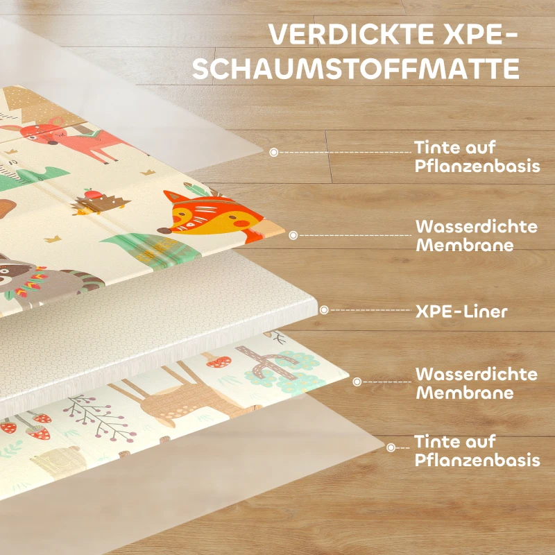 AIYAPLAY Spielmatte Baby 196 x 176 x 1,5 cm faltbar Doppelseitige Krabbelmatte Mehrfarbig