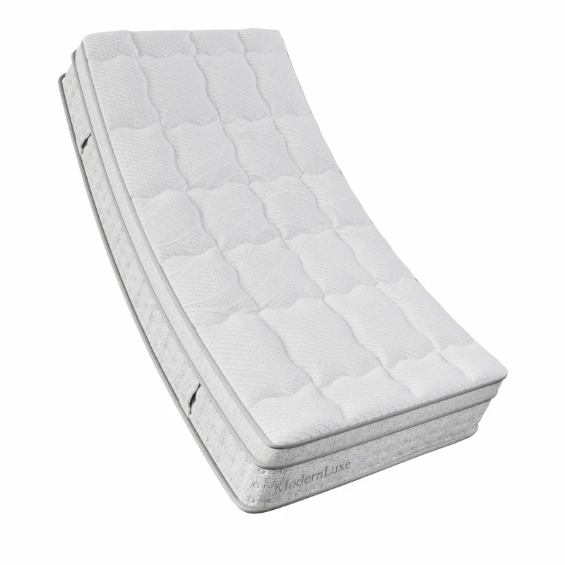 Saltea cu arcuri pocket 7 zone 90x200 cm H3, hibrid din spumă rece, 200x90x25 cm, Alb