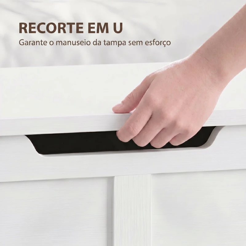 HOMCOM Baú de Arrumação 100L com Dobradiça de Segurança e Puxador em U para Hall de Entrada ou Sala 80x40x45 cm Branco