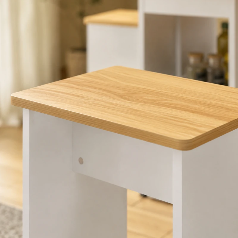 HOMCOM Ensemble table salle à manger pliante avec 4 chaises, table de cuisine avec chaises pour 4 personnes, roulettes, chêne