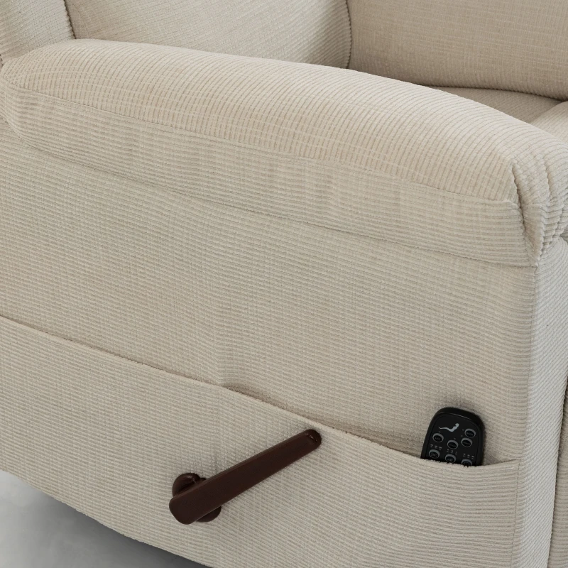 HOMCOM Fauteuil Inclinable de Massage et Chauffage, Fauteuil de Relaxation, Appuie-tête Réglable Poches Latérales, Crème