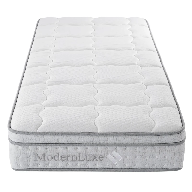 Saltea cu arcuri pocket 7 zone 90x200 cm H3, hibrid din spumă rece, 200x90x25 cm, Alb