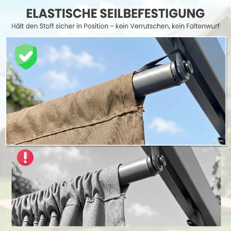 Outsunny Ersatzdach für 3 x 3 m Pergola, einziehbar, mit Regenabflusslöchern, wetterfest, Polyester, 250 x 255 cm Braun