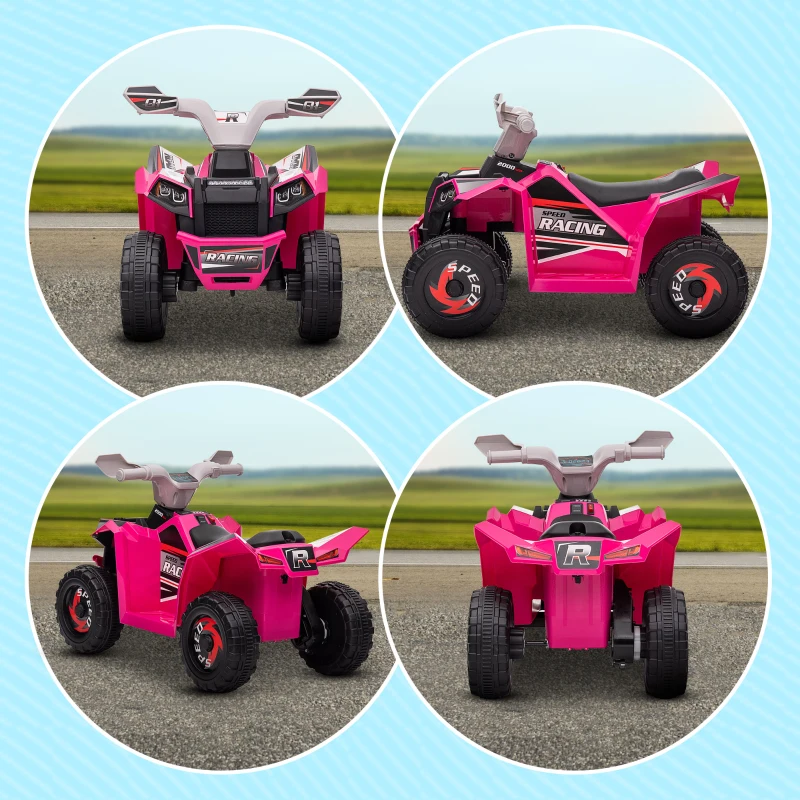 HOMCOM Elektro-Kinderquad, 2,5 km/h, Vorwärts- & Rückwärtsgang, für 18-36 Monate, Rosa