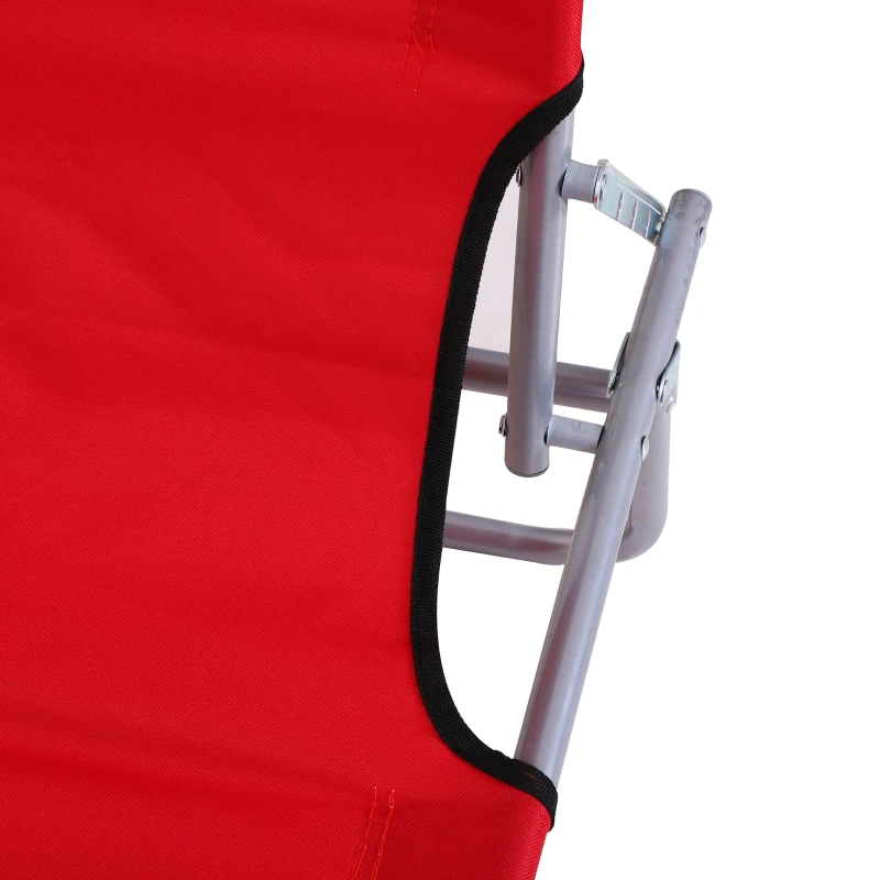 Outsunny Klapbare ligstoel met zonnescherm, verstelbare rugleuning, metalen frame, 187 x 58 x 36 cm, rood