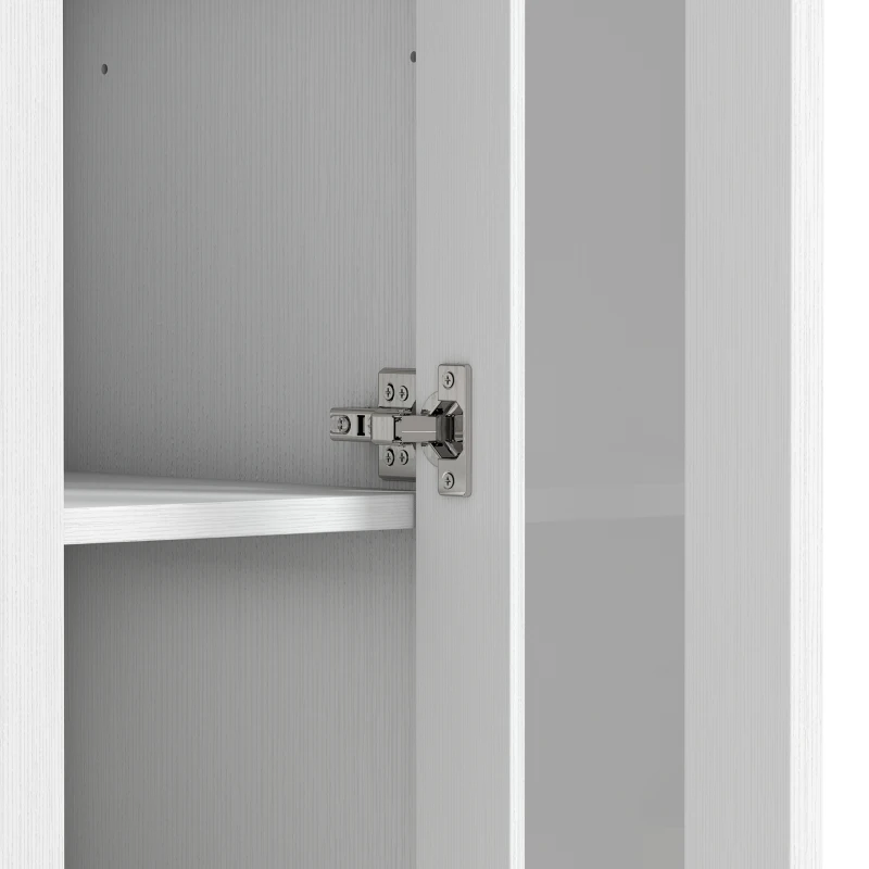 HOMCOM Móvel de Casa de Banho 6 Níveis Móvel de Arrumação com 4 Portas com Fecho Suave e Prateleiras Ajustáveis Branco