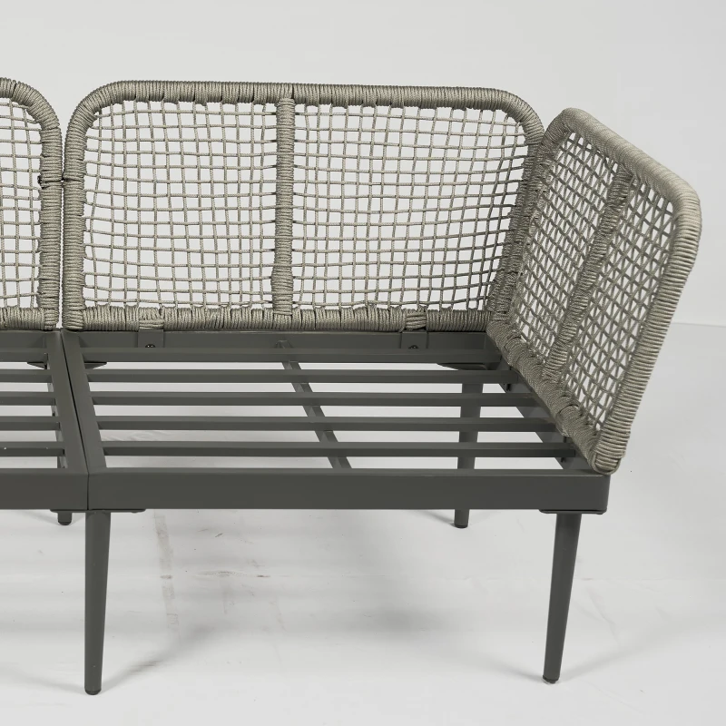 Outsunny Thee-Piece 'L' Rattan Sofa Set - Grey